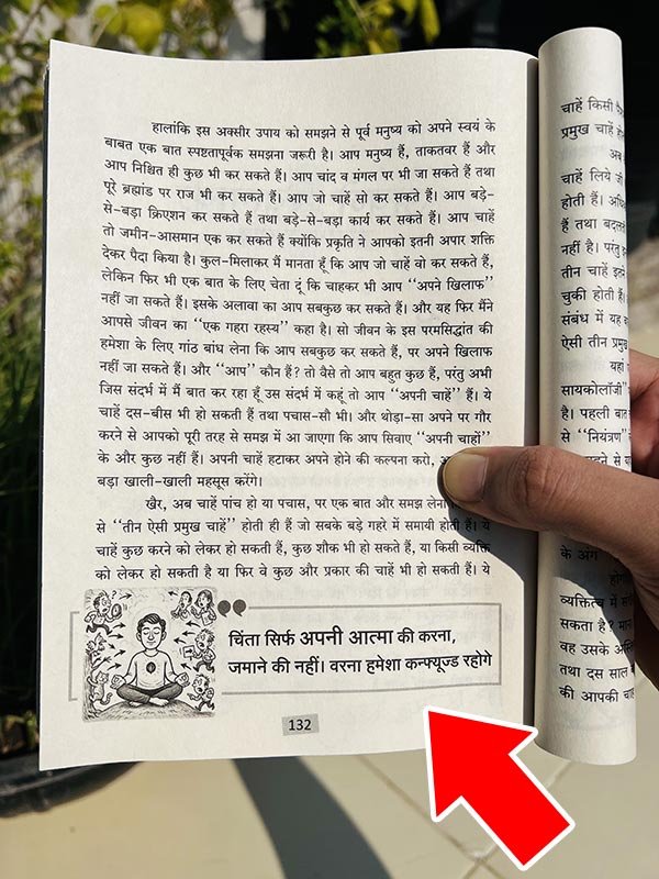 Inner page quote from Psychology of Confusion book by Deep Trivedi about anxiety, mind control, and confusion in life